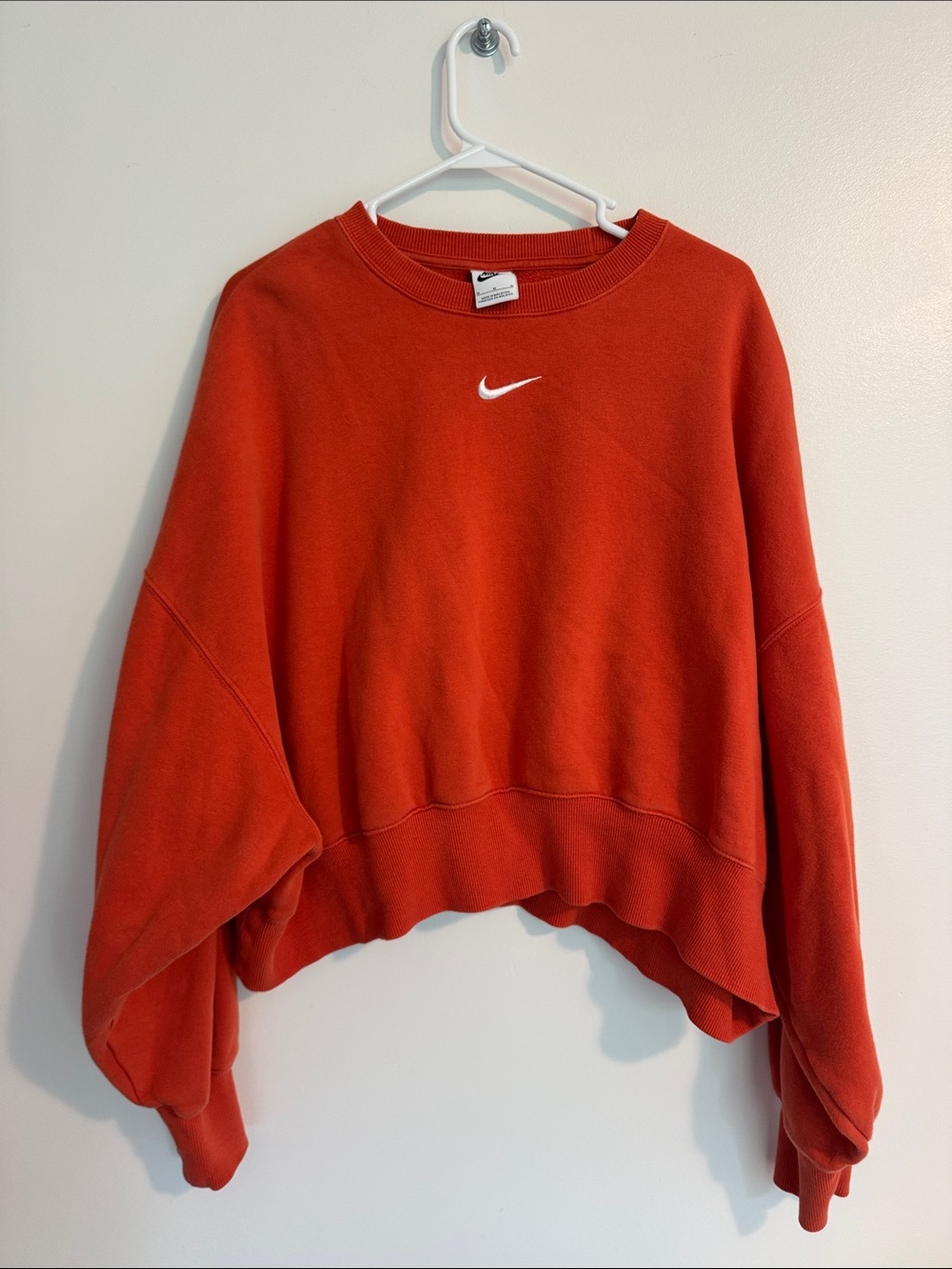 Nike Orange Pullover Sweatshirt with White Swoosh - Picture 4 of 7